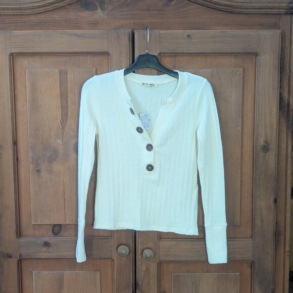 We the Free Oliver Knit Henley Canvas in Ivory Size Small NWT - Picture 1 of 8